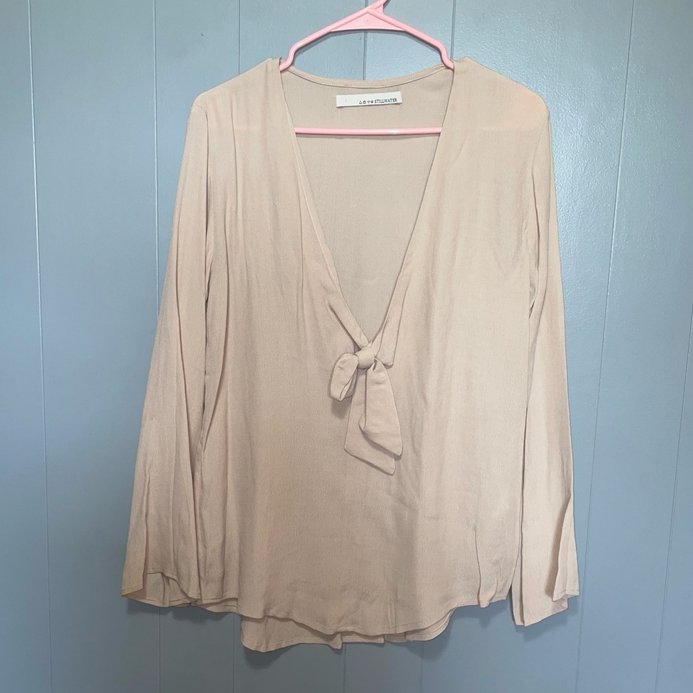 Stillwater the Brand Cream V-Nexk Long Sleeve Blouse Small